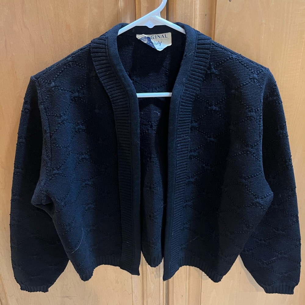 Vintage black waist length sweater-  size M